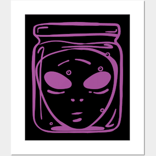 purple alien Posters and Art